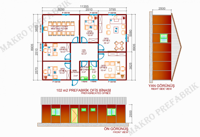 102m² Prefabrik Ofis