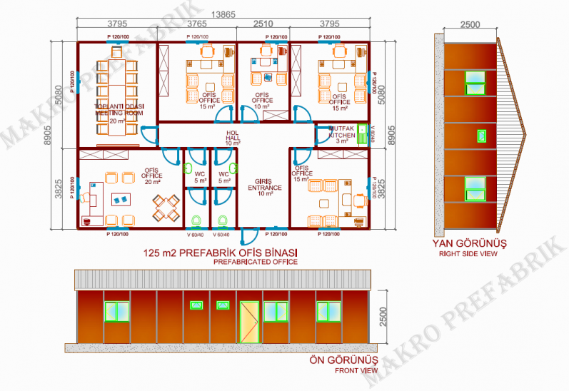 125m² Prefabrik Ofis