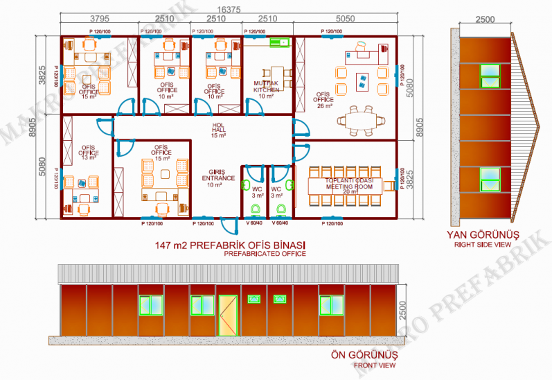 147m² Prefabrik Ofis