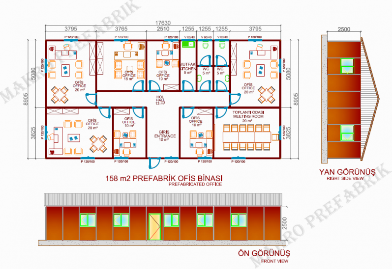 158m² Prefabrik Ofis