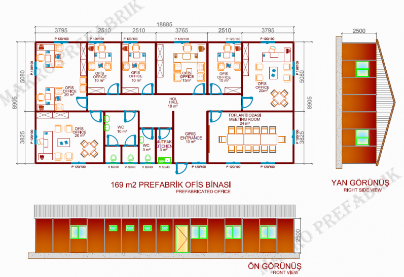 169m² Prefabrik Ofis