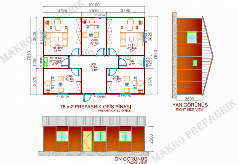 78m² Prefabrik Ofis