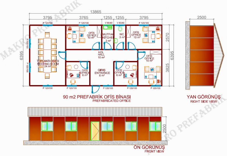 90m² Prefabrik Ofis