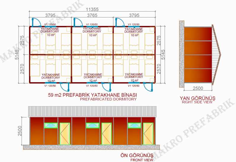 59m² Prefabrik Yatakhane