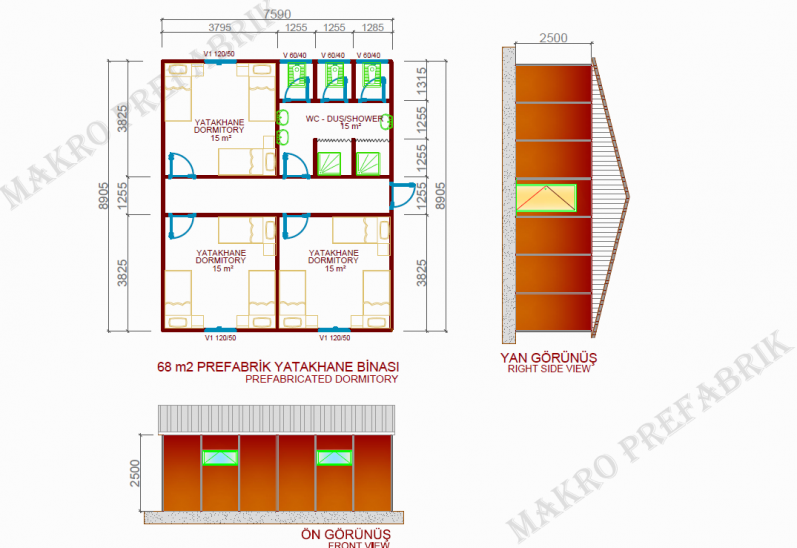 68m² Prefabrik Yatakhane