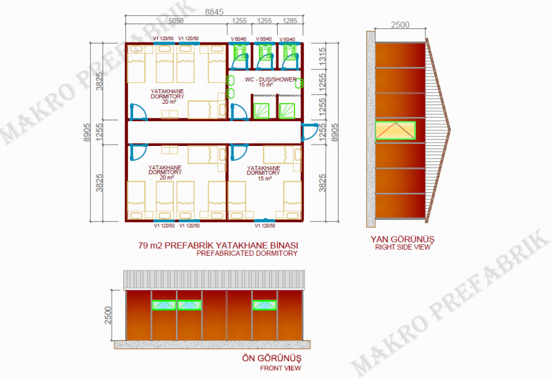 79m² Prefabrik Yatakhane