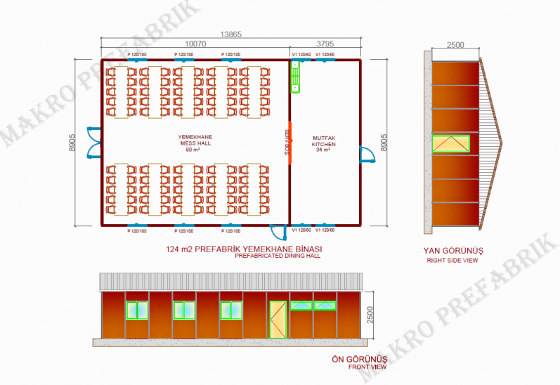 124m² Prefabrik Yemekhane