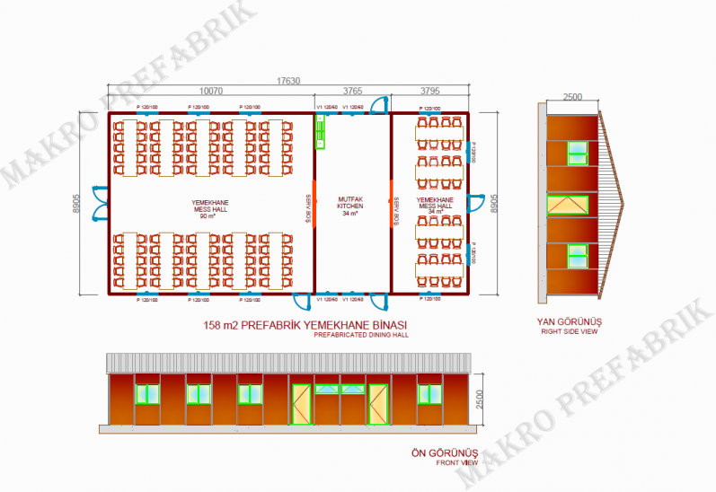 158m² Prefabrik Yemekhane