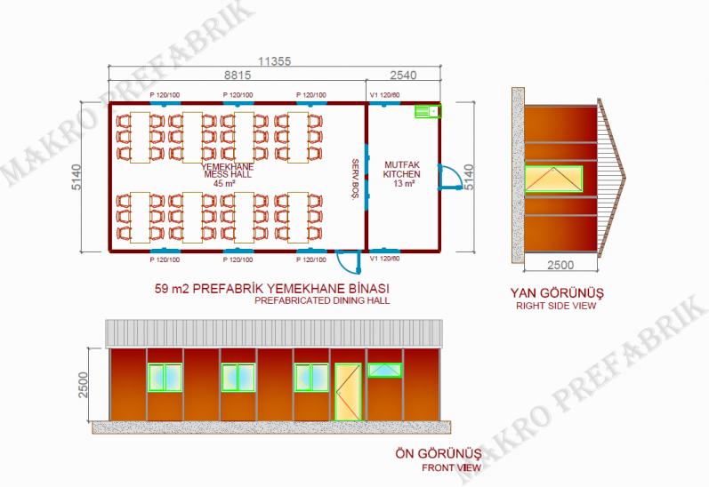 59m² Prefabrik Yemekhane