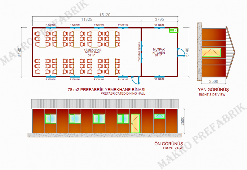 78m² Prefabrik Yemekhane